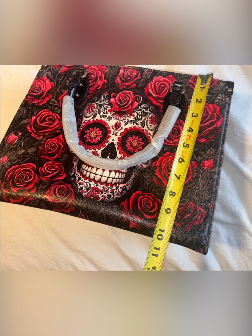 Red Rose Sugar Skull Tote and Wallet Set - Picture 5 of 9
